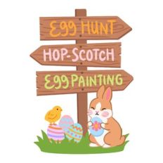 Easter Sign Post with Bunny and Chick