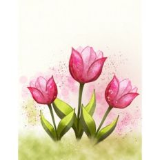 Tulip Watercolor Flat Card