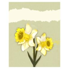 Daffodil Flowers Watercolor Flat Card