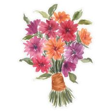 Watercolor Daisy Floral Bouquet Print and Cut