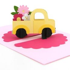 A2 Sliceform Card Truck Flowers