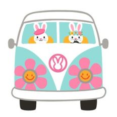 Groovy Easter Bunny Van Front