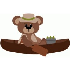 fishing bear in a canoe
