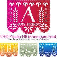 QFD Picado Happy Birthday Monogram Font