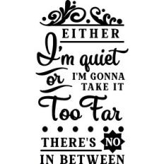 I'm Quiet or I take it Too Far No In between