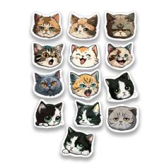 Cute Kitten Head Emoji with Various Expression Planner Sticker