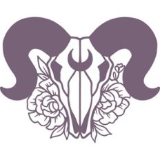 floral ram skull with moon