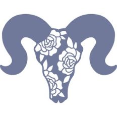 ram skull with floral pattern