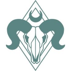 ram skull in diamond with moon