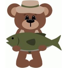 gone fishing bear holding fish