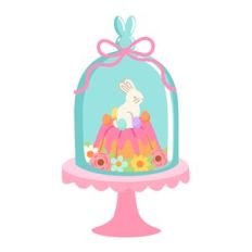 Easter Bunny Cake in Glass Dome