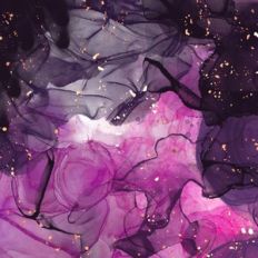 Pink Alcohol Ink Background with Gold Flakes
