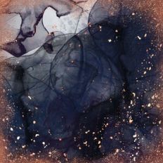 Navy Blue Alcohol Ink Background with Rose Gold Glitter