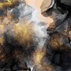 Dark Alcohol Ink Background With Gold Galaxy Effect