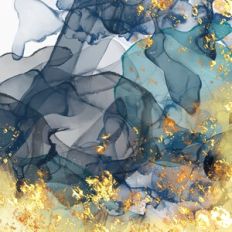 Blue Alcohol Ink Background With Gold Foil Effect