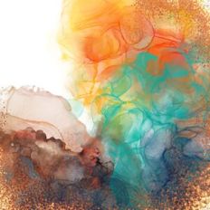 Alcohol Ink Background With Copper Glitter Effect