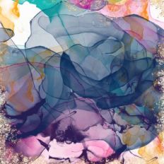 Alcohol Ink Background With Gold Glitter Effect