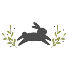 Hopping Bunny with Leaves Border