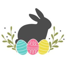 Easter Bunny and Easter Eggs Leaf Scene