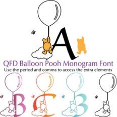 QFD Balloon Pooh Monogram Font