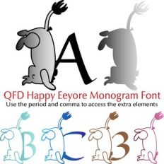 QFD Happy Eeyore Monogram Font