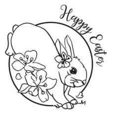 Happy Easter Bunny with Flowers Frame