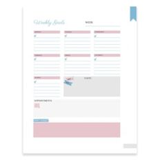 Weekly Goals Page Planner