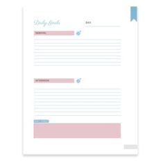 Daily Goals Planner Page