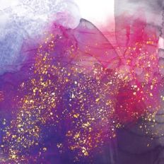Alcohol Ink Background Pattern With Gold Metallic Foil