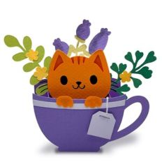 cute teacup box card with a cat
