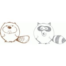 beaver and racoon sketch