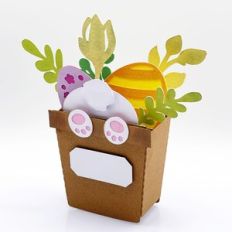 Easter bunny in a flowerpot box card