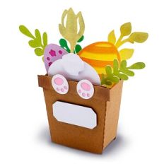 Easter bunny in a flowerpot box card