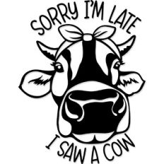 Sorry I'm late I saw a cow