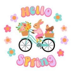 Hello Spring Bunny on Bike