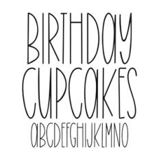 BFC Birthday Cupcakes Skinny Handwriting Font