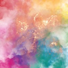 Rainbow and Gold Galaxy Background