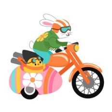 Easter Bunny on Motorcycle