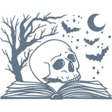 book with spooky scene