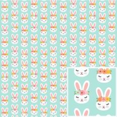 Spring Bunny Head Pattern Background