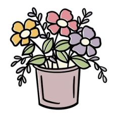 Flowers And Leaves In A Pot