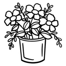 Flower And Leaves In A Pot