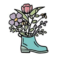 Flowers And Leaves In A Shoe