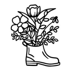 Flowers And Leaves In A Shoe