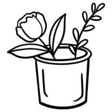 Flowers And Leaves In A Flower Pot