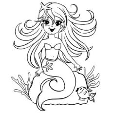 Mermaid Coloring Page Print and Cut