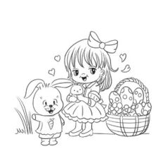 Cute Easter Girl with Bunny Print and Cut