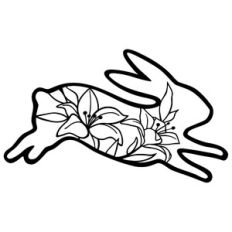leaping bunny with lilies