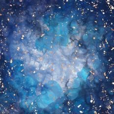 Blue Alcohol Ink Background Pattern With Gold Flakes