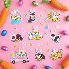 Shiba Inu Dog Easter Stickers